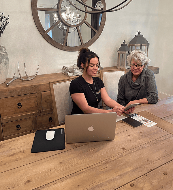 Designer reviewing a design with a homeowner